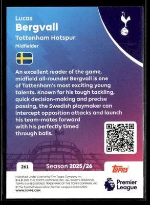 2025-26 Topps Premier League #261 Lucas Bergvall - Soccer Card Single