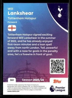 2025-26 Topps Premier League #263 Will Lankshear - Soccer Card Single