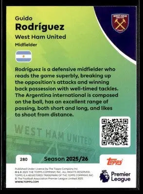 2025-26 Topps Premier League #280 Guido Rodríguez - Soccer Card Single