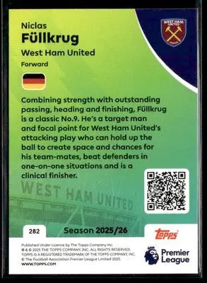 2025-26 Topps Premier League #282 Niclas Füllkrug - Soccer Card Single
