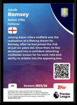 2025-26 Topps Premier League #29 Jacob Ramsey - Soccer Card Single