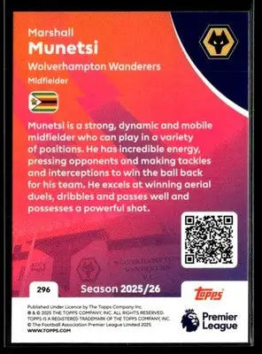 2025-26 Topps Premier League #296 Marshall Munetsi - Soccer Card Single