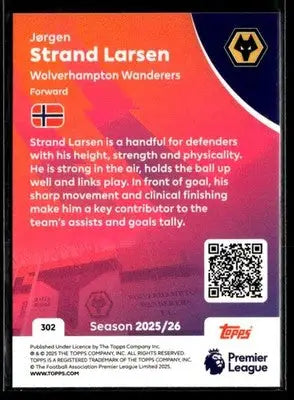 2025-26 Topps Premier League #302 Jørgen Strand Larsen - Soccer Card Single