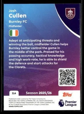 2025-26 Topps Premier League #314 Josh Cullen - Soccer Card Single