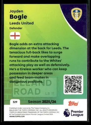 2025-26 Topps Premier League #329 Jayden Bogle - Soccer Card Single