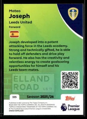 2025-26 Topps Premier League #335 Mateo Joseph - Soccer Card Single