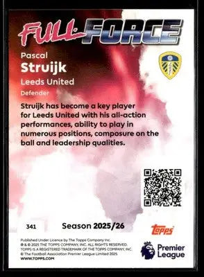2025-26 Topps Premier League #341 Pascal Struijk Rainbow Foil - Soccer Card Single