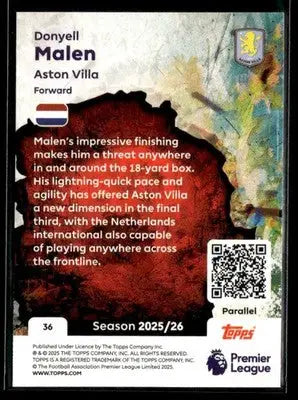 2025-26 Topps Premier League #36 Donyell Malen Green Rainbow Foil #/99 - Soccer Card Single