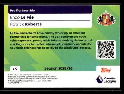2025-26 Topps Premier League #370 Enzo Le Fée / Patrick Roberts PS - Soccer Card Single