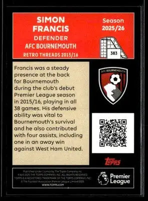 2025-26 Topps Premier League #383 Simon Francis Rainbow Foil - Soccer Card Single