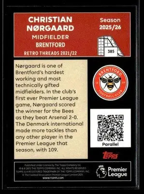 2025-26 Topps Premier League #385 Christian Nørgaard Gold Rainbow Foil #/50 - Soccer Card Single