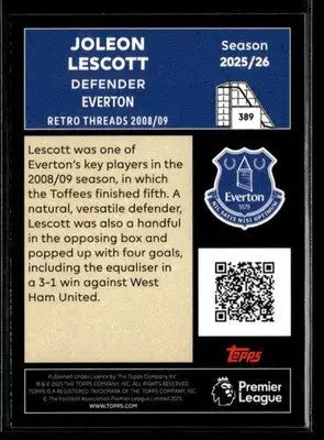 2025-26 Topps Premier League #389 Joleon Lescott Rainbow Foil - Soccer Card Single