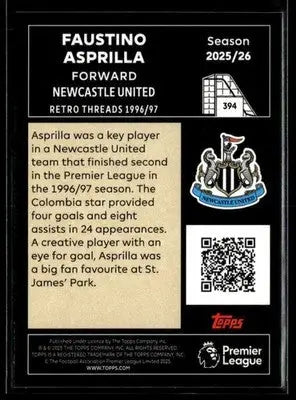 2025-26 Topps Premier League #394 Faustino Asprilla Rainbow Foil