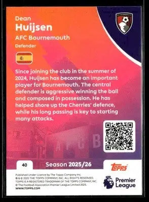2025-26 Topps Premier League #40 Dean Huijsen - Soccer Card Single