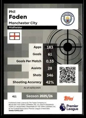 2025-26 Topps Premier League #411 Phil Foden - Soccer Card Single