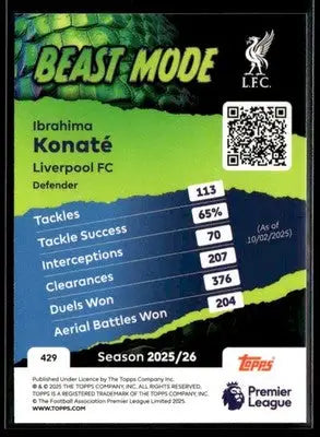 2025-26 Topps Premier League #429 Ibrahima Konaté - Soccer Card Single