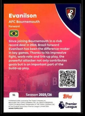 2025-26 Topps Premier League #51 Evanilson - Soccer Card Single