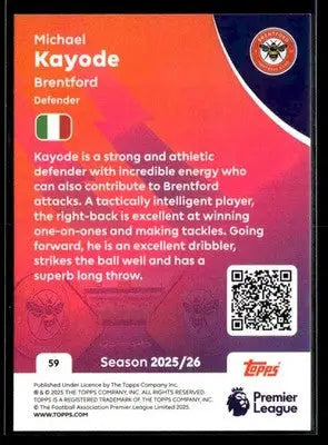 2025-26 Topps Premier League #59 Michael Kayode - Soccer Card Single
