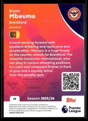 2025-26 Topps Premier League #68 Bryan Mbeumo - Soccer Card Single