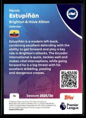 2025-26 Topps Premier League #76 Pervis Estupiñán - Soccer Card Single