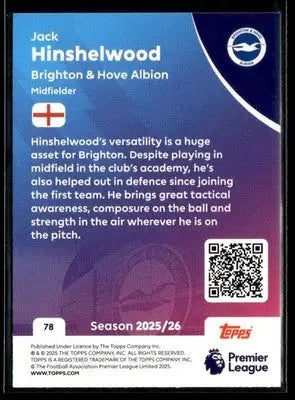 2025-26 Topps Premier League #78 Jack Hinshelwood - Soccer Card Single