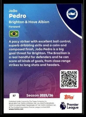 2025-26 Topps Premier League #87 João Pedro - Soccer Card Single