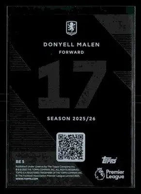 2025-26 Topps Premier League #BE5 Donyell Malen Black Edge Edition - Soccer Card Single