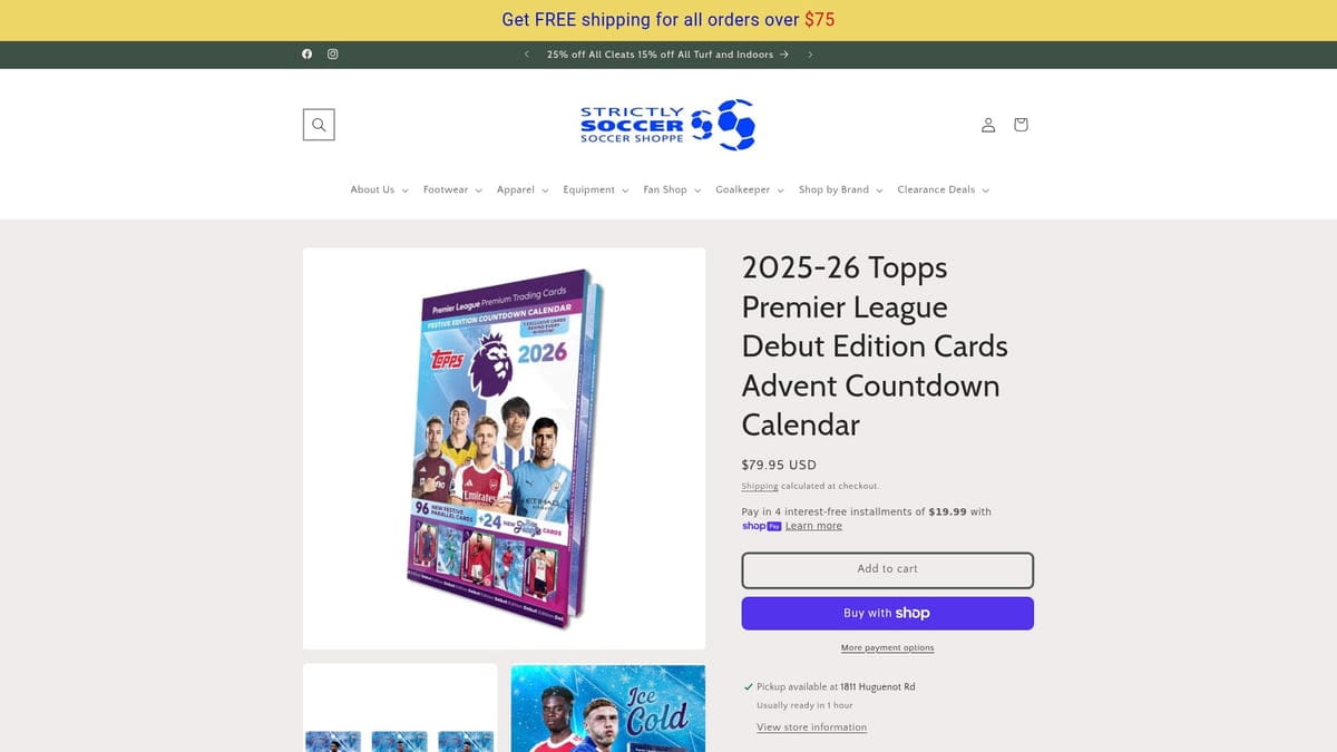 2025-26 Topps Premier League debut soccer cards advent calendar in purple blue packaging