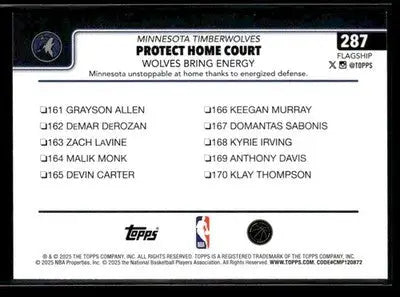2025-26 Topps Protect Home Court: Wolves Bring Energy #287 Timberwolves