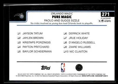 2025-26 Topps Pure Magic Paolo and Suggs Sizzle #271 Orlando Magic