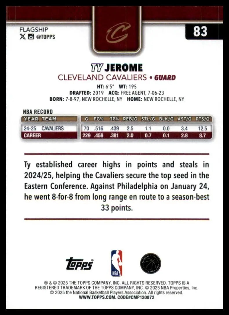 2025-26 Topps Rainbow Foil Ty Jerome #83 Cleveland Cavaliers Basketball Card NBA - Basketball Card Single