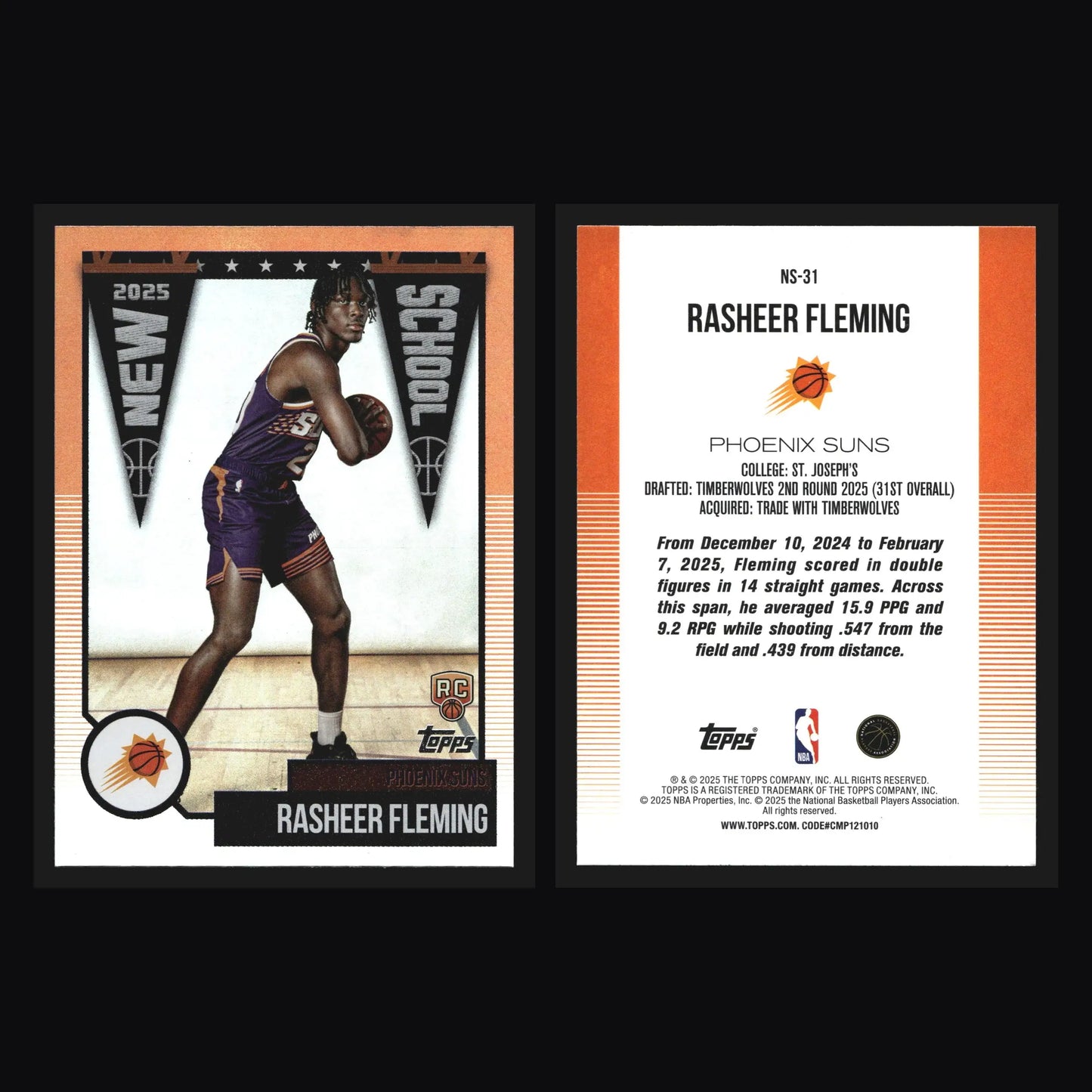 2025-26 Topps Rasheer Fleming #NS-31 New School Insert RC Phoenix Suns - Basketball Card Single