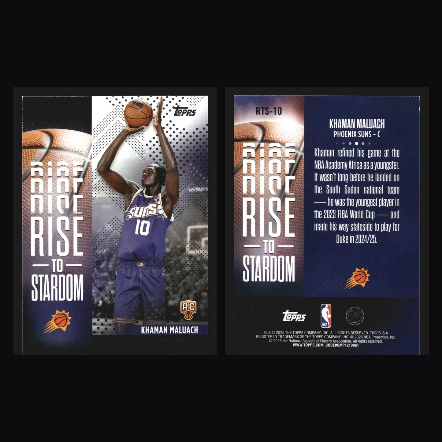 2025-26 Topps Rise to Stardom Khaman Maluach #RTS-10 Suns RC - Basketball Card Single
