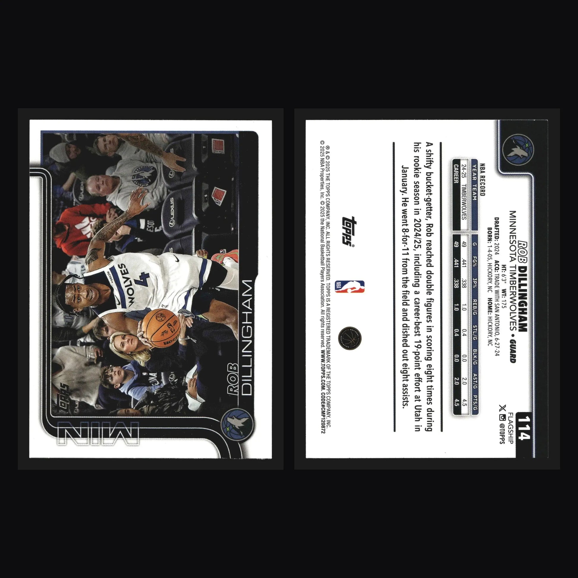 2025-26 Topps Rob Dillingham #114 Minnesota Timberwolves - Basketball Card Single