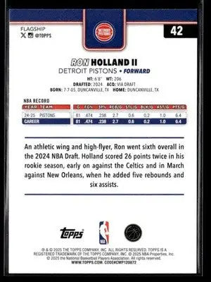 2025-26 Topps Ron Holland II #42 Detroit Pistons