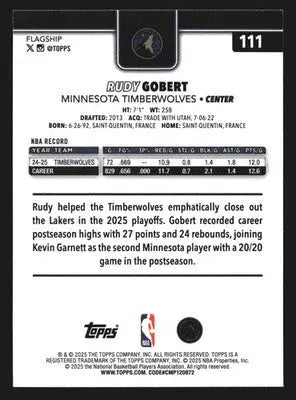 2025-26 Topps Rudy Gobert #111 Minnesota Timberwolves