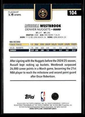 2025-26 Topps Russell Westbrook #104 Base Denver Nuggets - Basketball Card Single
