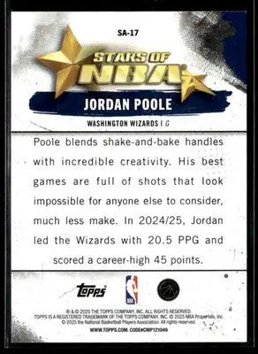 2025-26 Topps #SA-17 Jordan Poole Stars of the NBA - Basketball Card Single