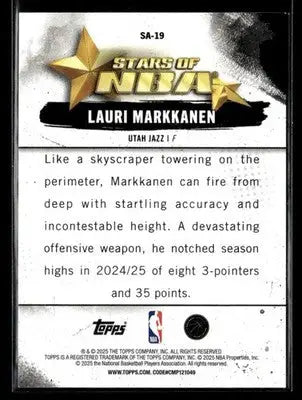 2025-26 Topps #SA-19 Lauri Markkanen Stars of the NBA