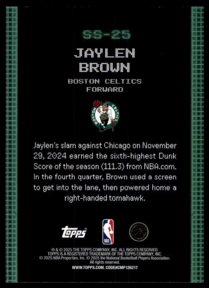 2025-26 Topps Scan and Slam Jaylen Brown #SS-25 Boston Celtics Basketball Card - Basketball Card Single