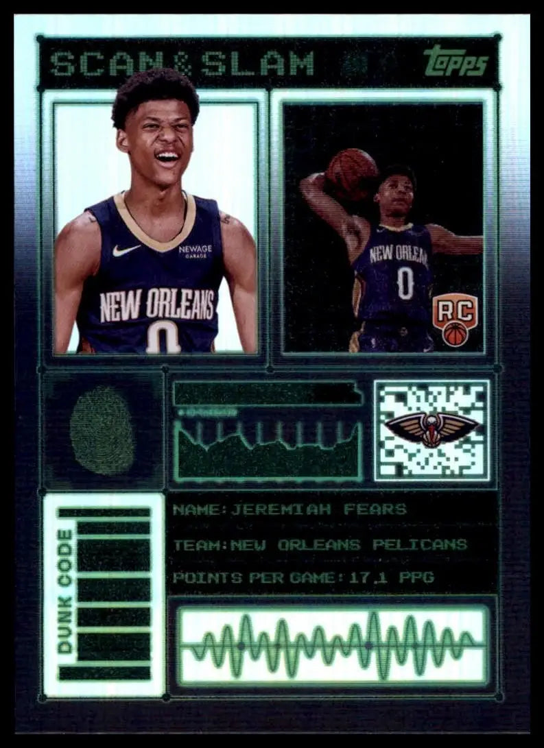 2025-26 Topps Scan and Slam Jeremiah Fears Rookie #SS-32 New Orleans Pelicans - Basketball Card Single
