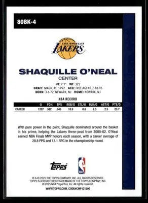 2025-26 Topps Shaquille O’Neal #80BK-4 1980-81 Topps Basketball Lakers