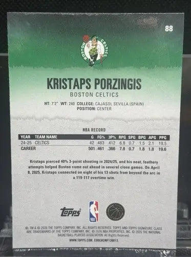 2025-26 Topps Signature Class Chrome #88 Kristaps Porzingis NM Near Min ID:83417