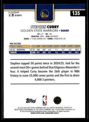 2025-26 Topps Stephen Curry #135 Golden State Warriors