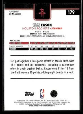 2025-26 Topps Tari Eason #179 Houston Rockets