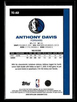 2025-26 Topps #TC-AD Anthony Davis 1980-81 Silver Pack Mojo Dallas Mavericks - Basketball Card Single