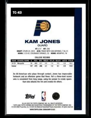2025-26 Topps #TC-KO Kam Jones 1980-81 Topps Chrome Basketball - Basketball Card Single
