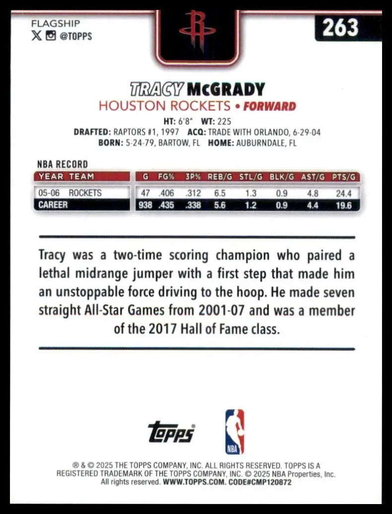 2025-26 Topps Tracy McGrady #263 Houston Rockets Basketball Card NBA Sports - Basketball Card Single