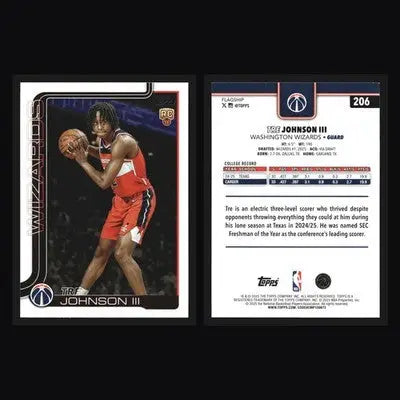 2025-26 Topps Tre Johnson III #206 RC Wizards - Basketball Card Single