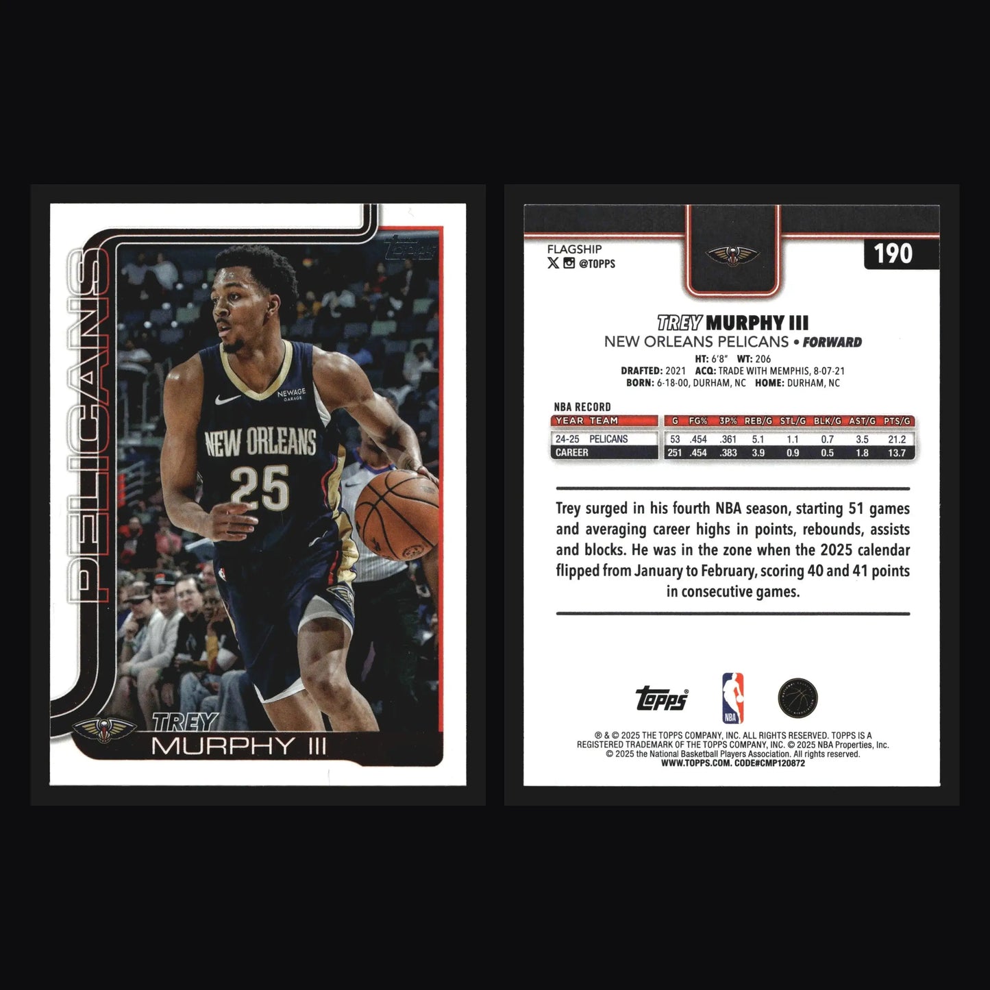 2025-26 Topps Trey Murphy III #190 New Orleans Pelicans